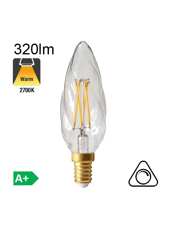 Flamme Torsadée LED E14 320lm 2700K Dimmable