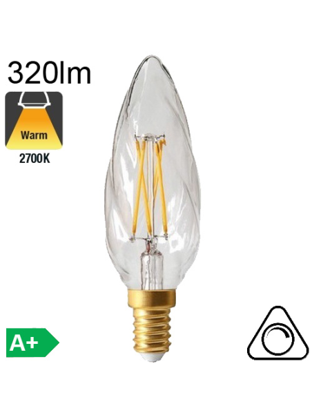 Flamme Torsadée LED E14 320lm 2700K Dimmable