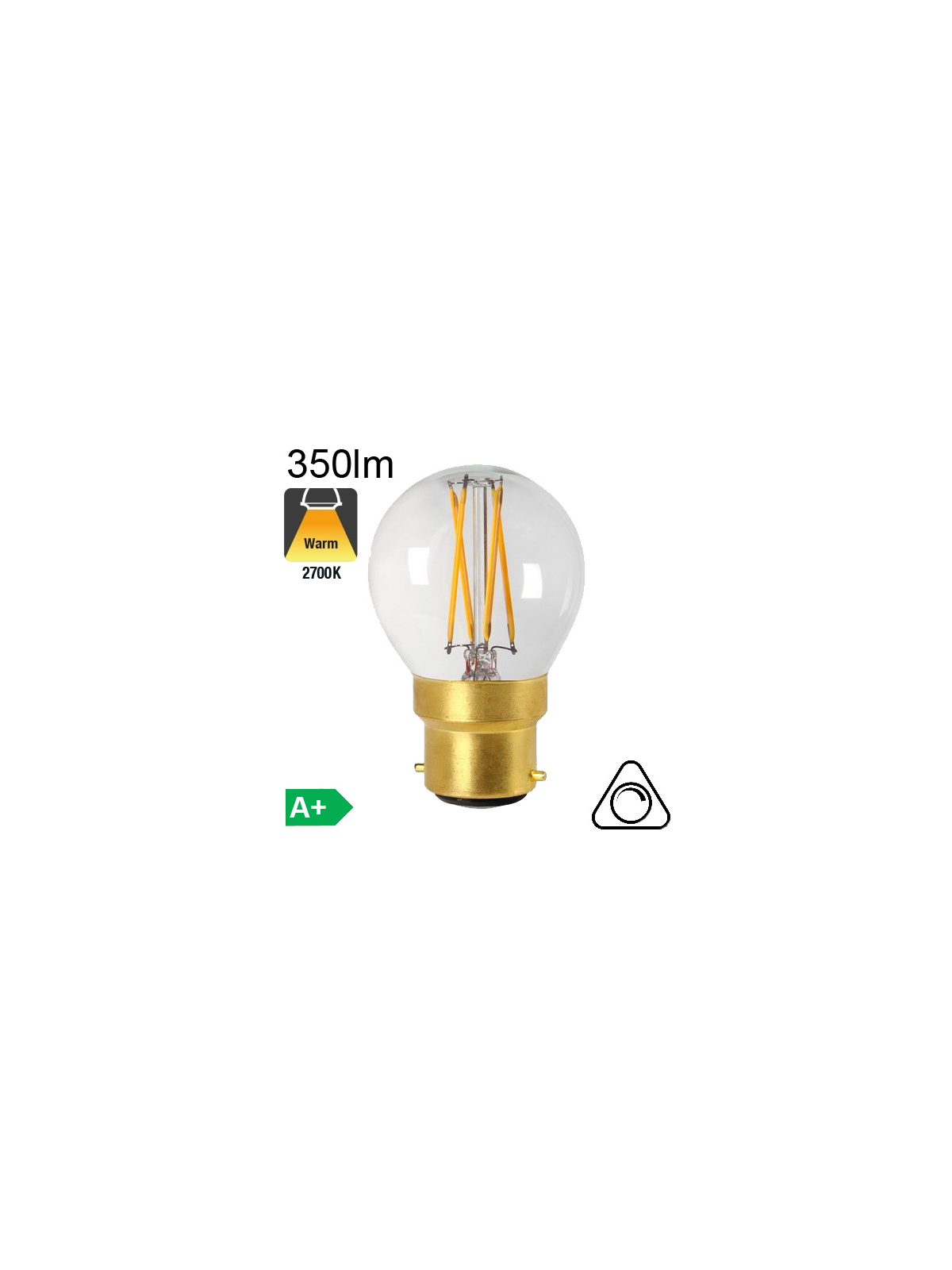 Sphérique LED B22 350lm 2700K Dimmable