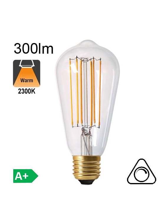 Edison ST64 LED E27 300lm 2300K Dimmable