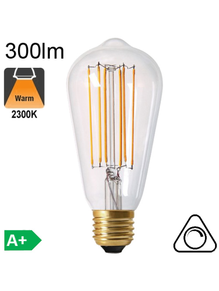 Edison ST64 LED E27 300lm 2300K Dimmable