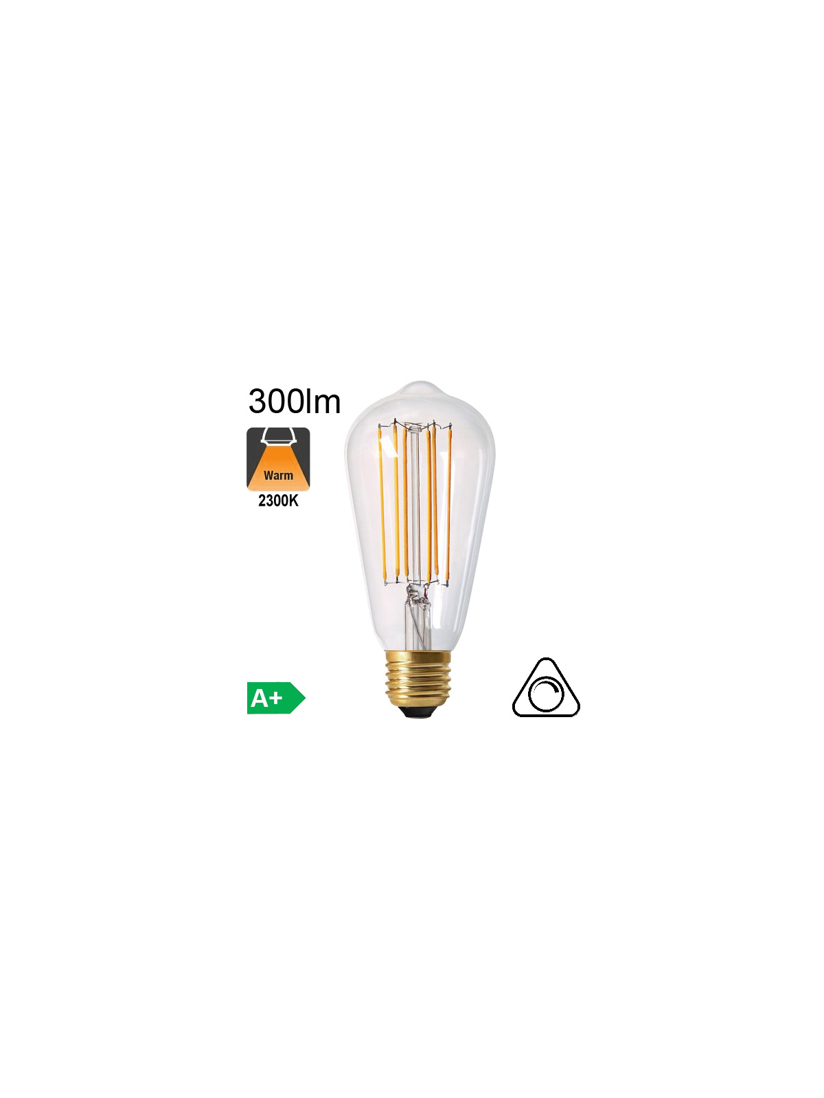 Edison ST64 LED E27 300lm 2300K Dimmable