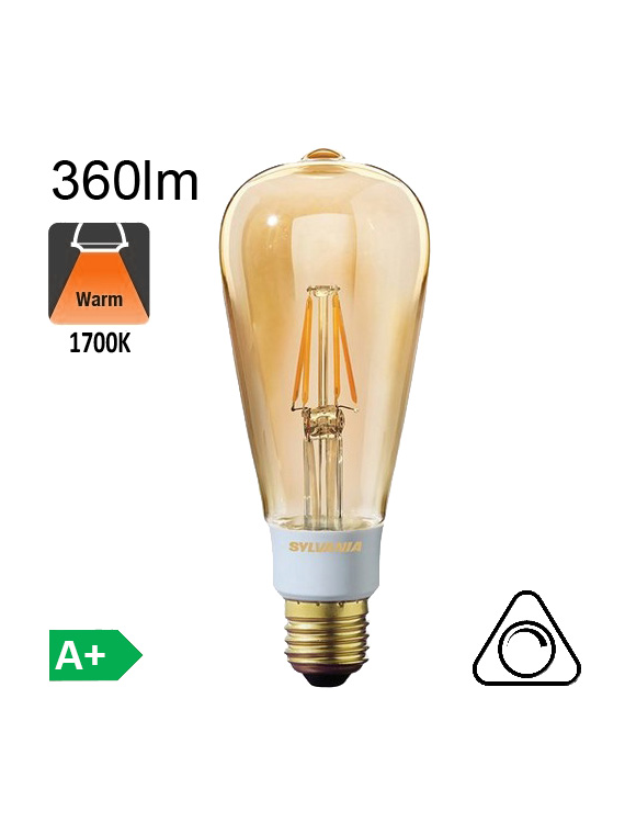 Edison ST64 Ambrée LED E27 360lm 1700K Dimmable