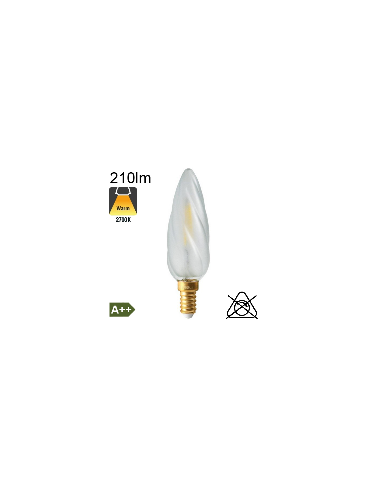 Flamme torsadée Dépolie LED E14 210lm 2700K