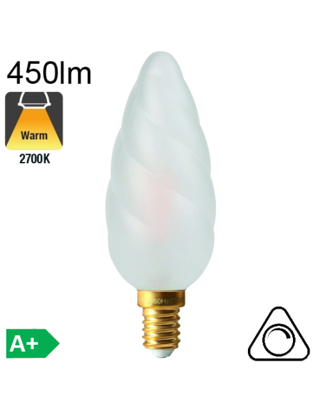 Flamme Géante Satinée LED E14 450lm 2700K