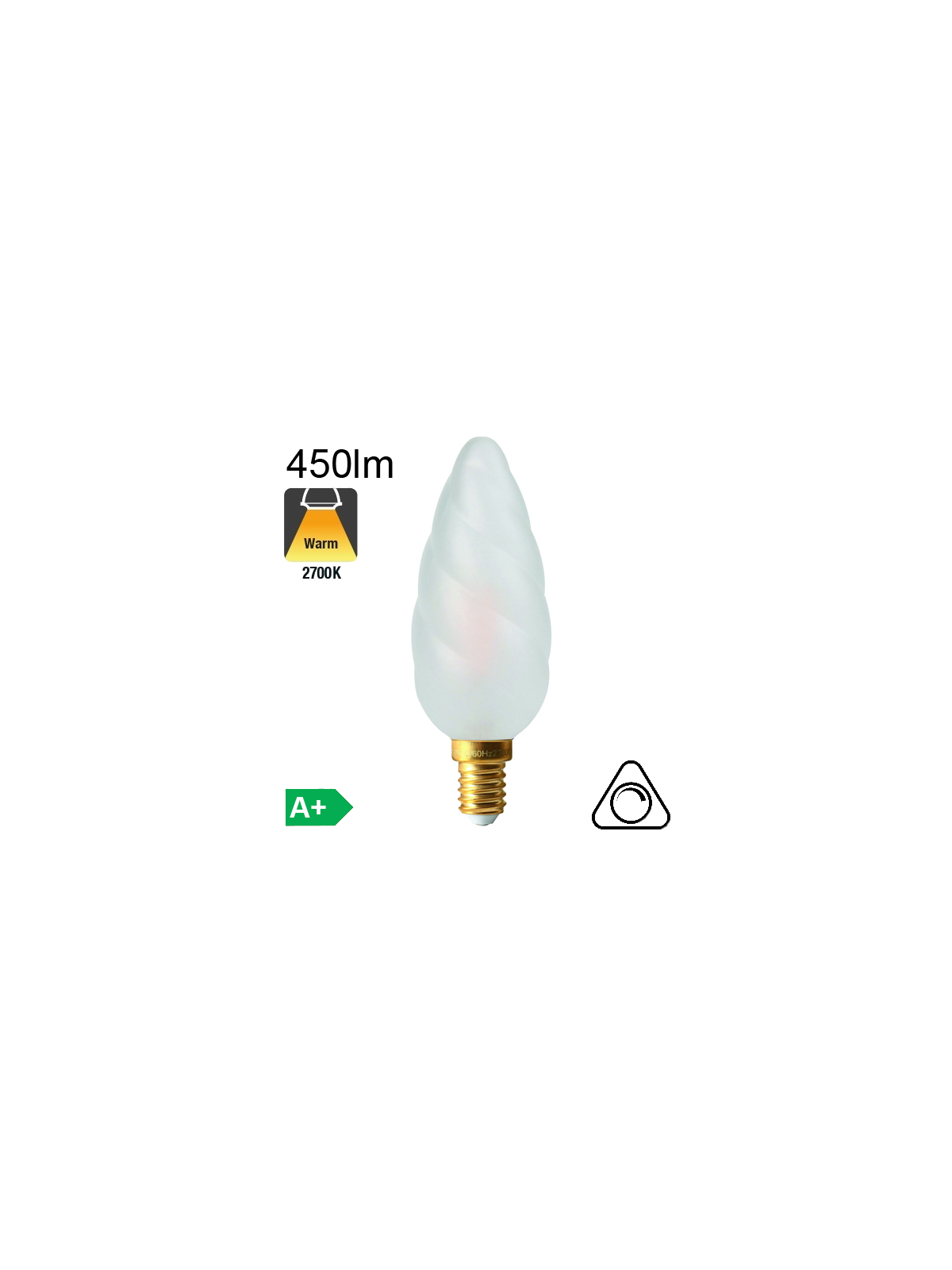 Flamme Géante Satinée LED E14 450lm 2700K