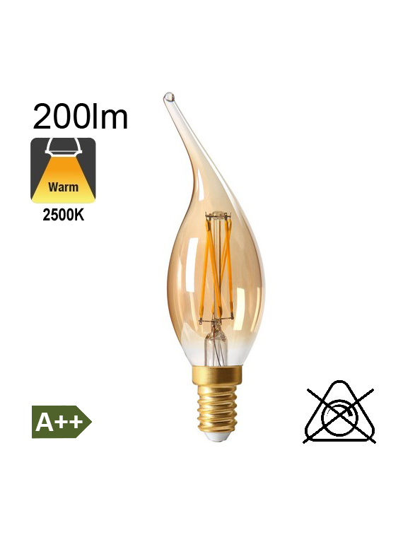 Flamme Coup de Vent Ambrée LED E14 200lm 2500K