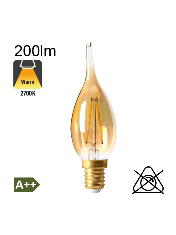 Flamme Grand Siècle Ambrée LED E14 200lm 2700K