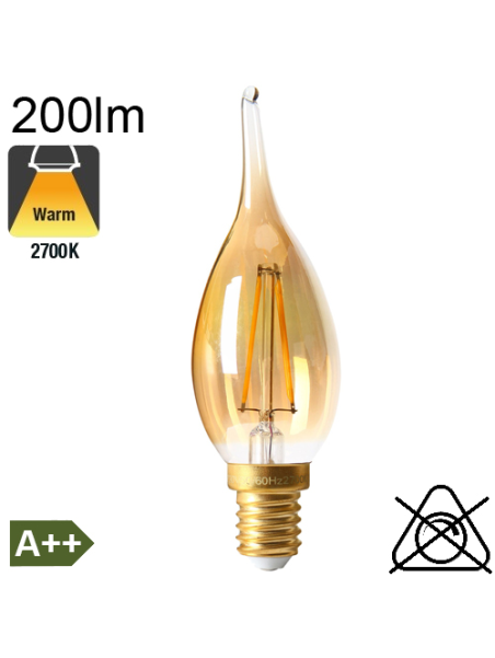 Flamme Grand Siècle Ambrée LED E14 200lm 2700K