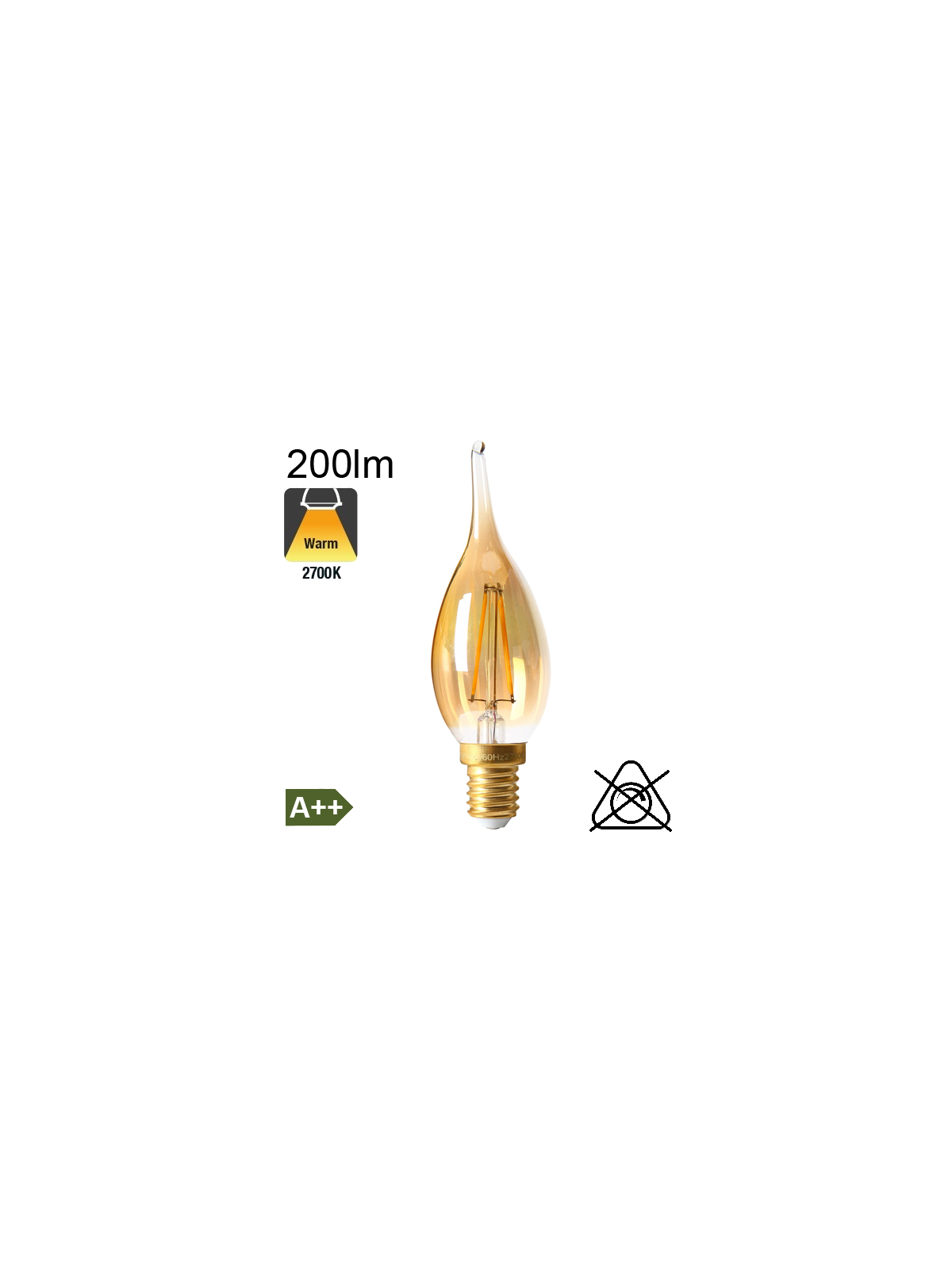 Flamme Grand Siècle Ambrée LED E14 200lm 2700K