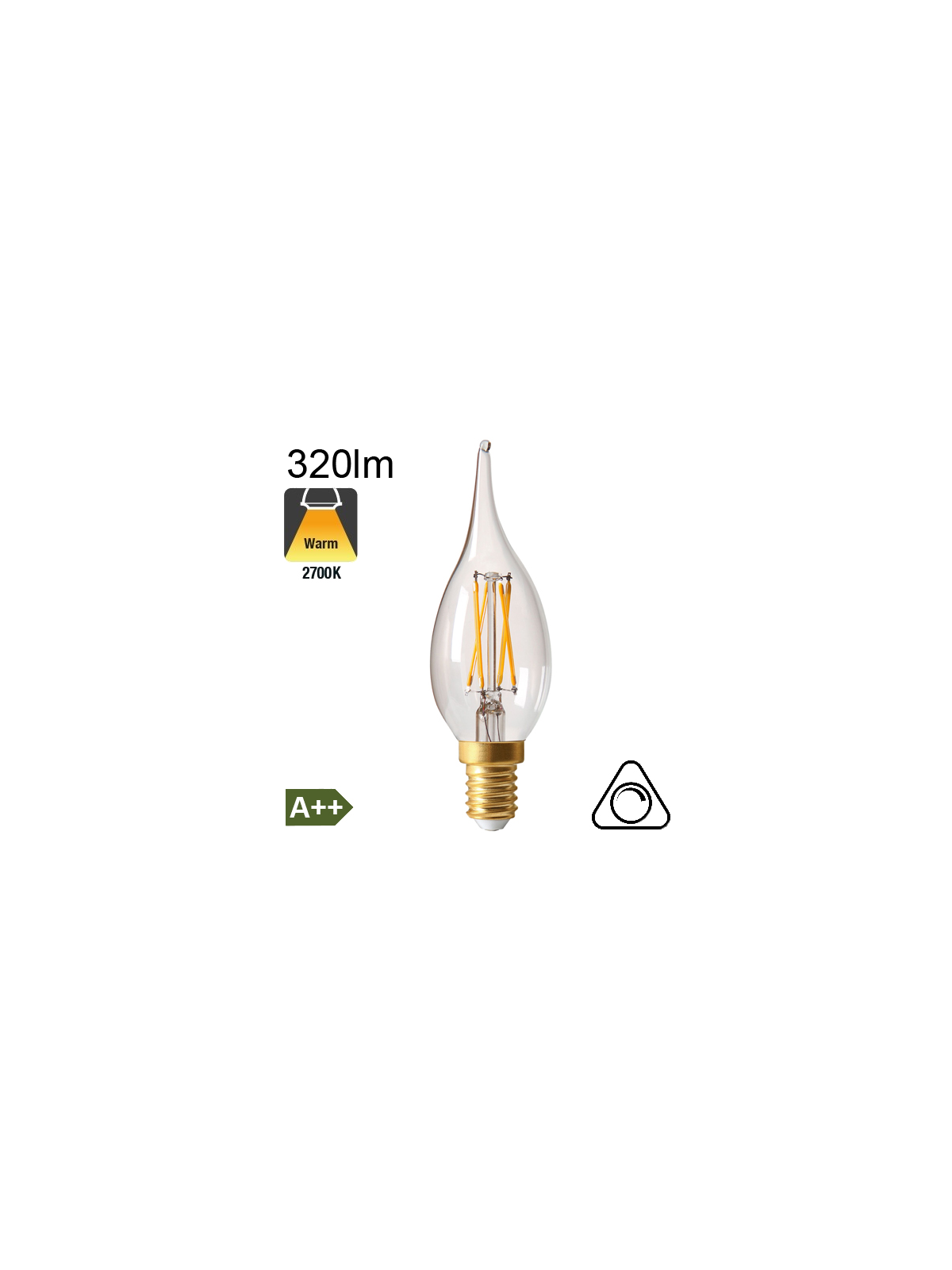 Flamme Grand Siècle LED E14 320lm 2700K Dimmable