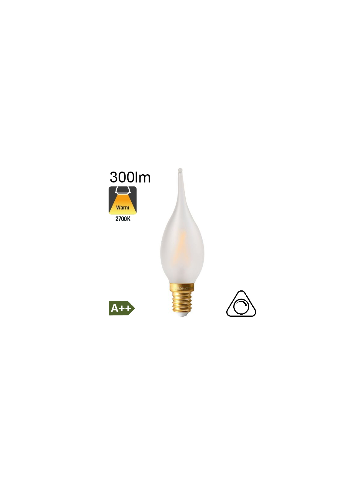 Flamme Grand Siècle Dépolie LED E14 300lm 2700K Dimmable