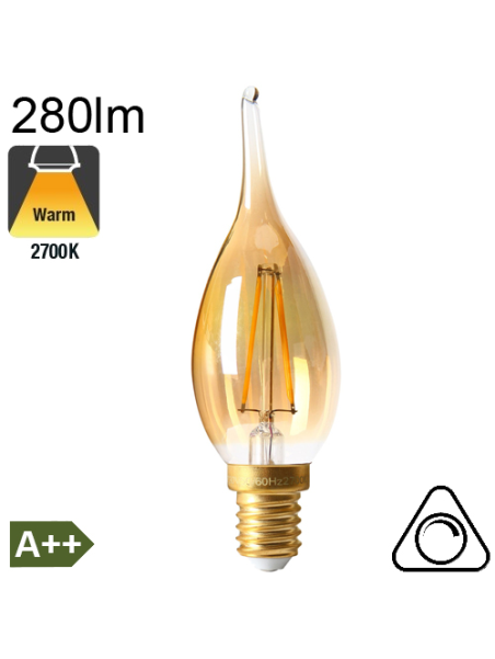 Flamme Grand Siècle Ambrée LED E14 280lm 2700K Dimmable