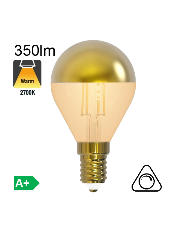 Sphérique Calotte Dorée Led E14 350lm 2700K Dimmable