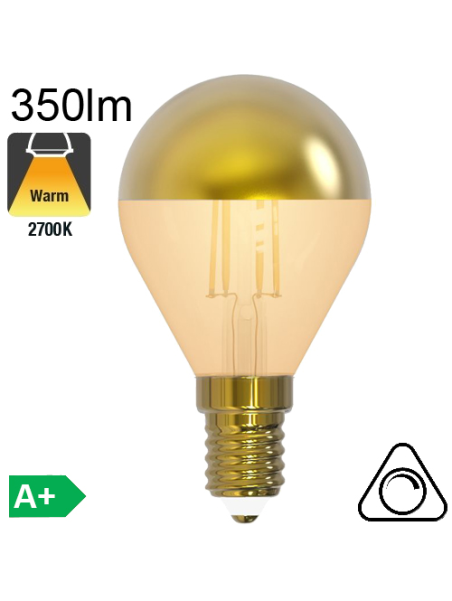 Sphérique Calotte Dorée Led E14 350lm 2700K Dimmable