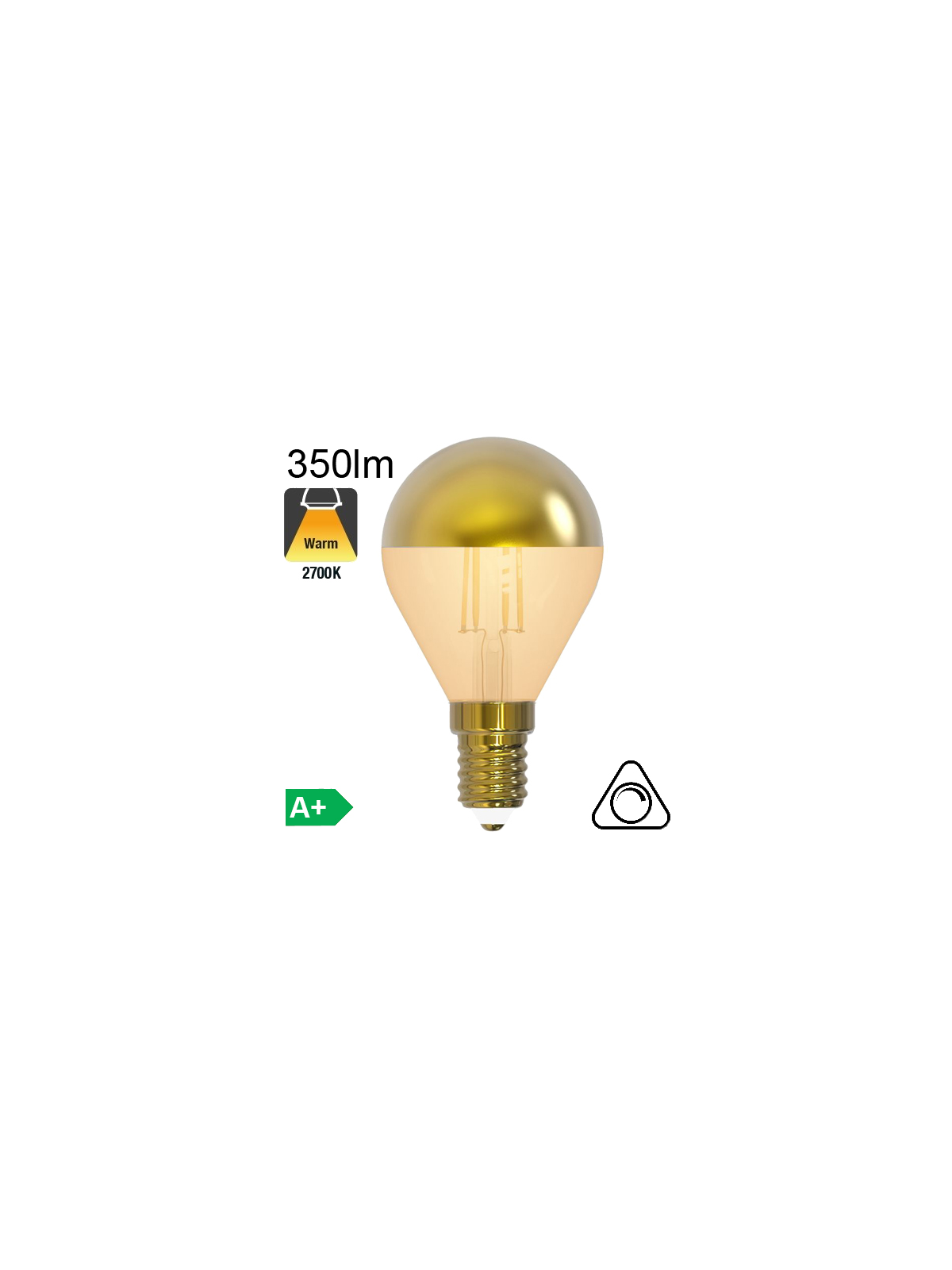 Sphérique Calotte Dorée Led E14 350lm 2700K Dimmable