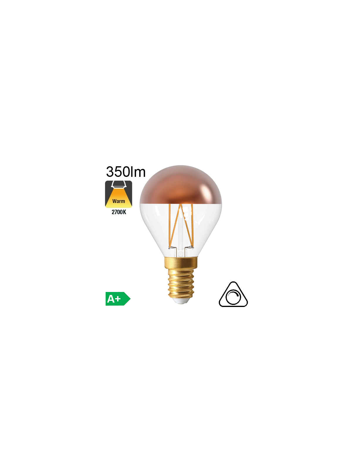 Sphérique Calotte Bronze Led E14 350lm 2700K Dimmable