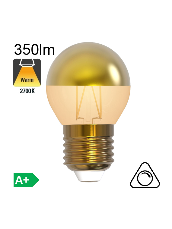 Sphérique Calotte Dorée Led E27 350lm 2700K Dimmable