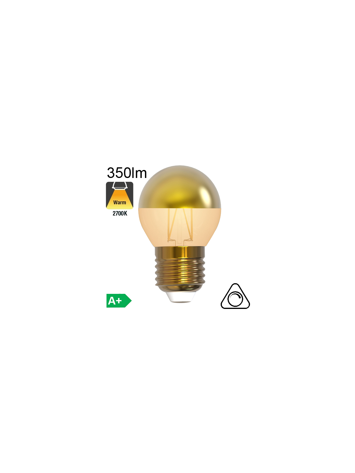 Sphérique Calotte Dorée Led E27 350lm 2700K Dimmable