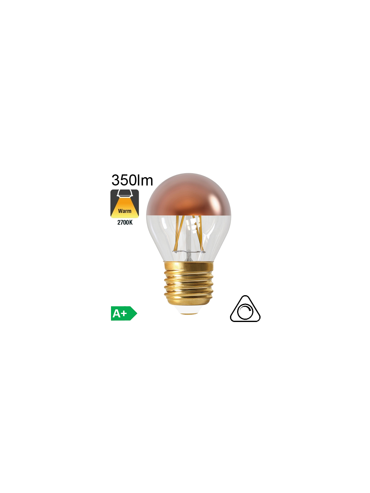 Sphérique Calotte Bronze Led E27 350lm 2700K Dimmable