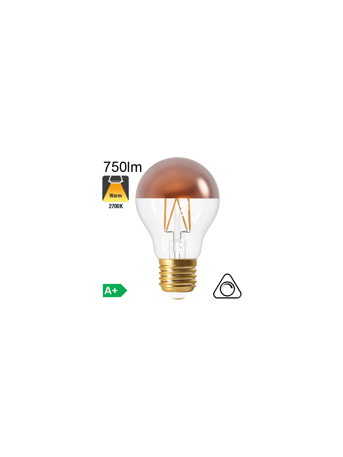 Standard Calotte Bronze Led E27 750lm 2700K Dimmable