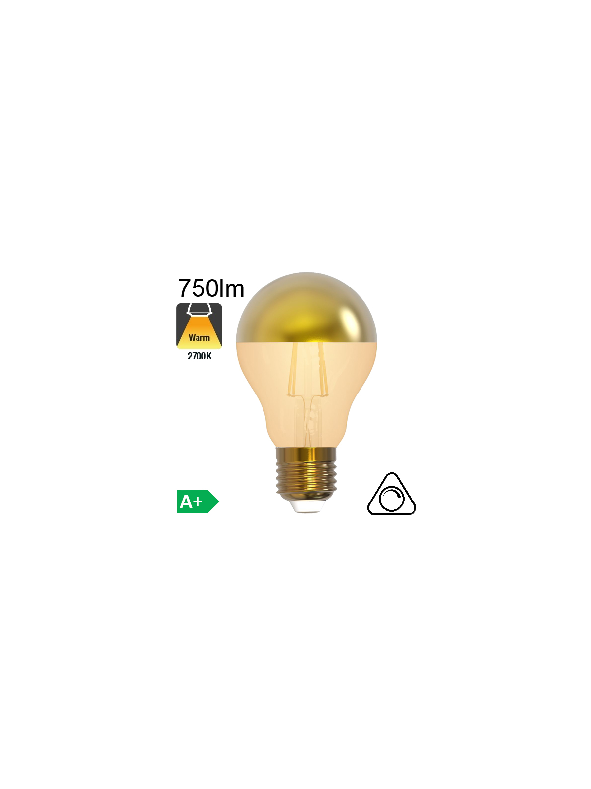 Standard Calotte Dorée Led E27 750lm 2700K Dimmable