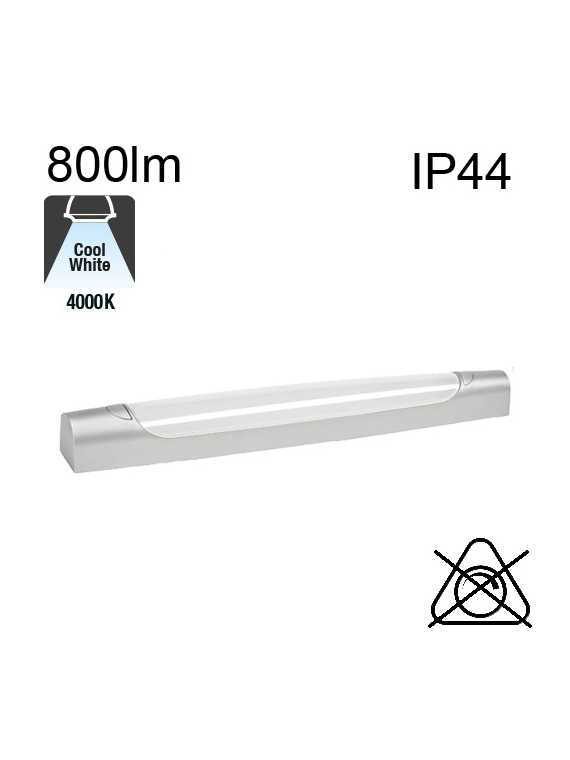 Réglette SANS prise et SANS inter Led Asymétrique SdB IP44 8W 800lm 4000K