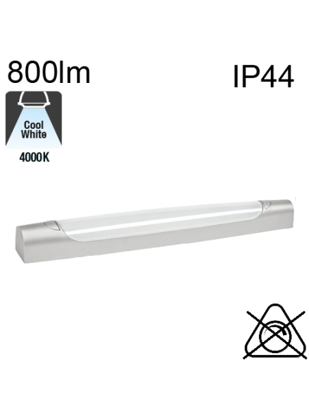 Réglette SANS prise et SANS inter Led Asymétrique SdB IP44 8W 800lm 4000K