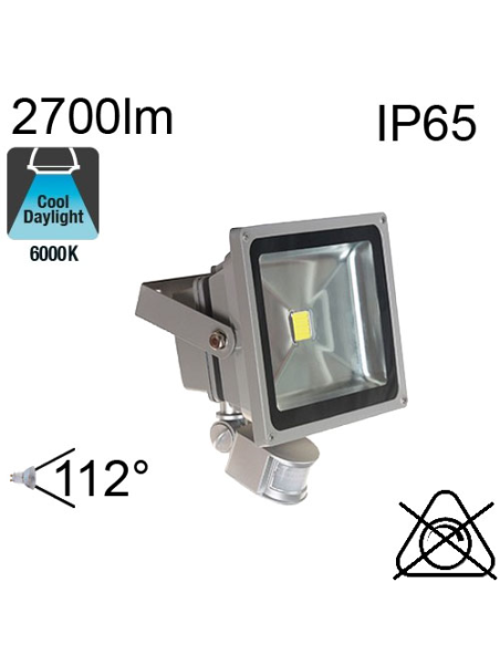 Projecteur Led IP65 30W 2700lm 6000K avec Détecteur