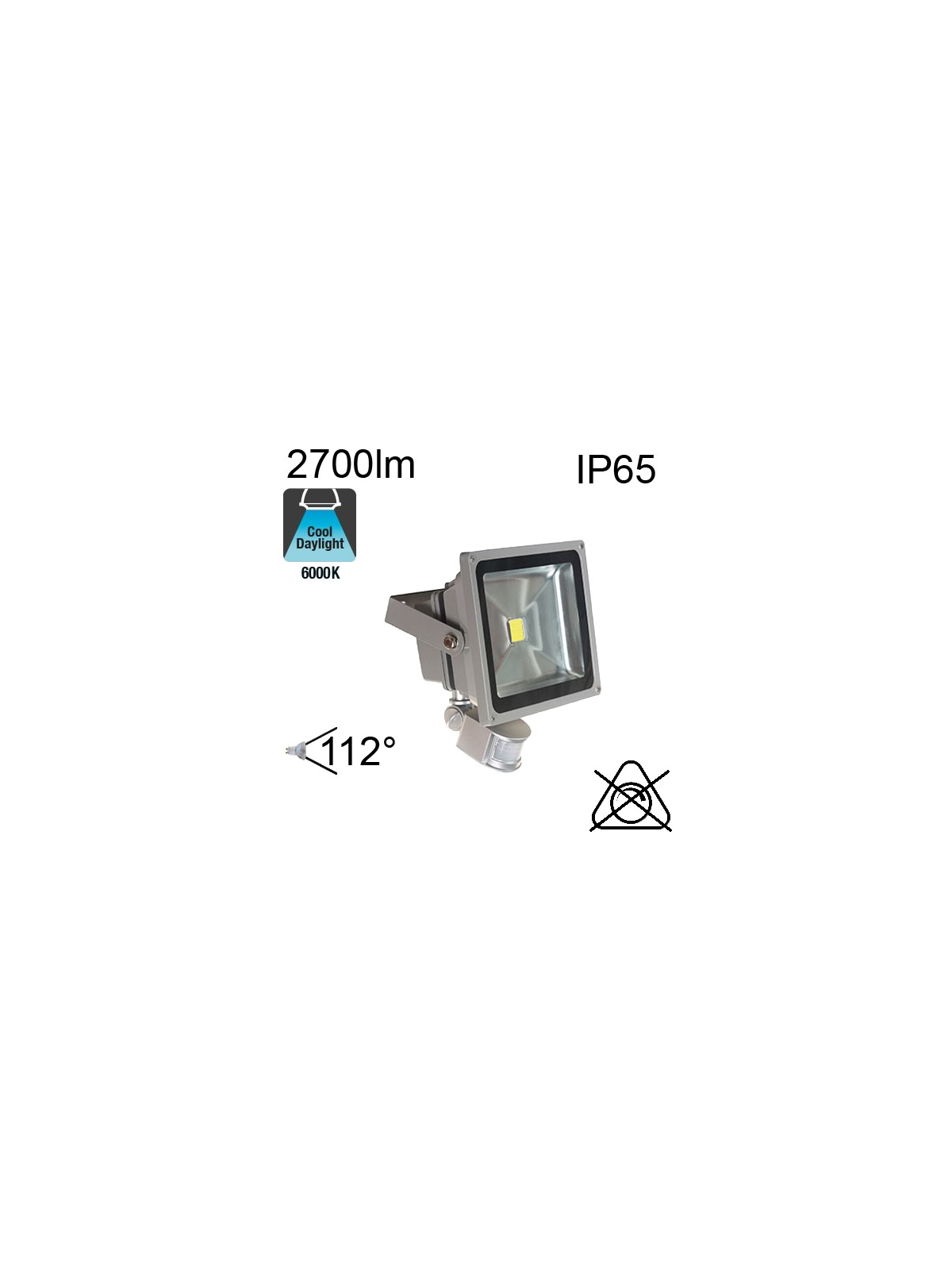 Projecteur Led IP65 30W 2700lm 6000K avec Détecteur