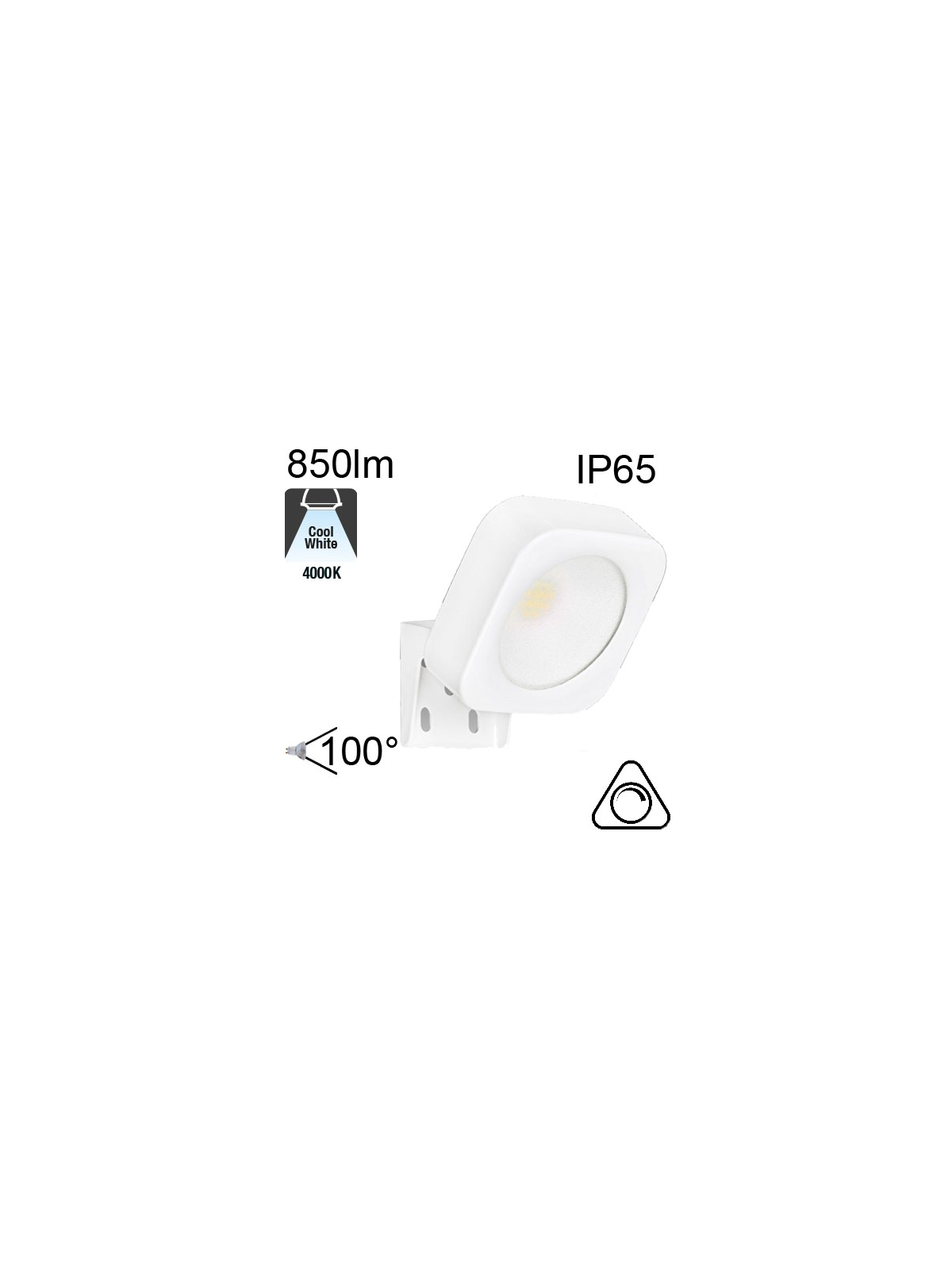 Projecteur Led IP65 10W 850lm 4000K Blanc