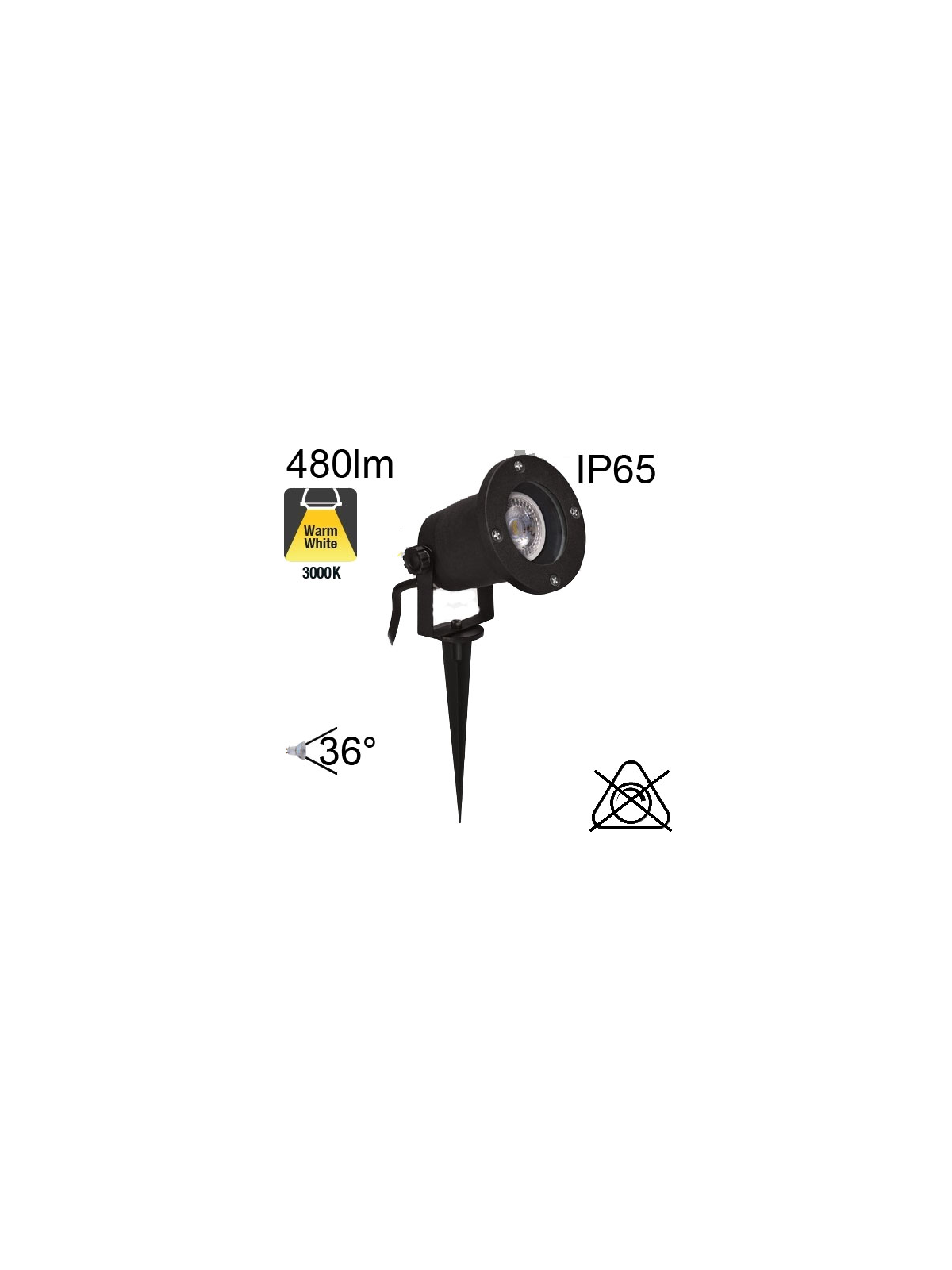 Projecteur sur Piquet Led IP65 6W 480lm 3000K GU10 Led Incluse