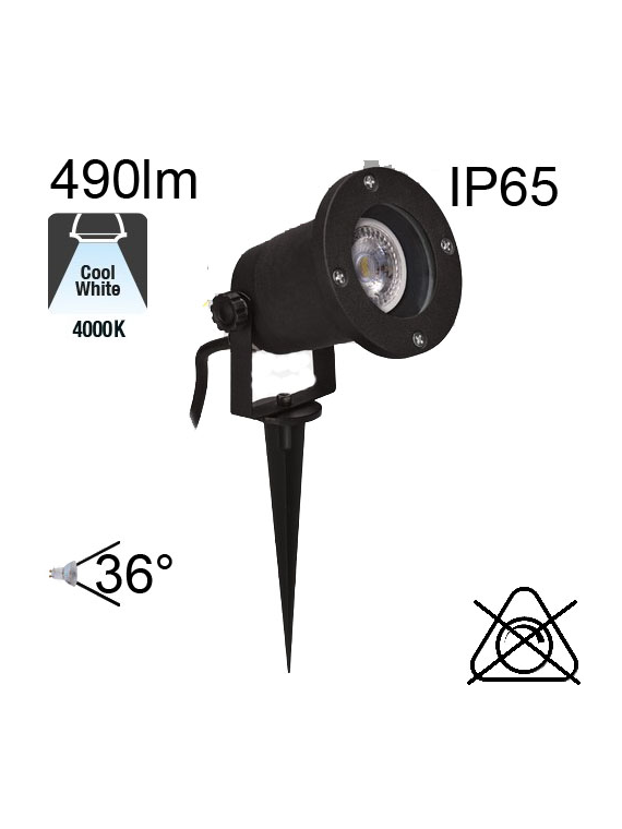 Projecteur sur Piquet Led IP65 6W 490lm 4000K GU10 Led Incluse