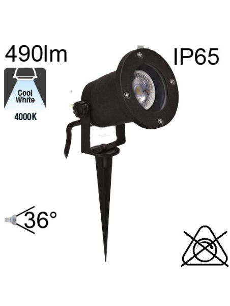 Projecteur sur Piquet Led IP65 6W 490lm 4000K GU10 Led Incluse