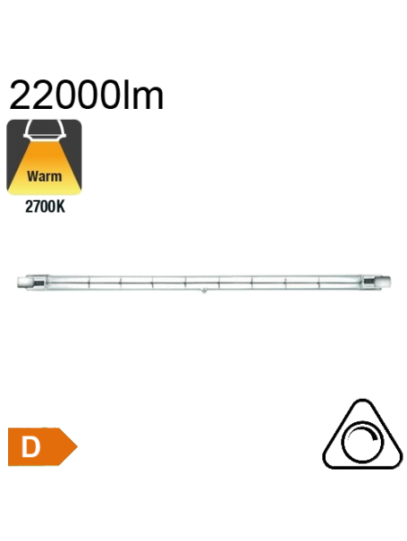 R7s 189mm Halogène 1000W 22000lm