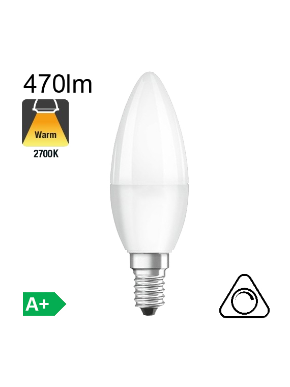 Flamme LED E14 470lm 2700K Dimmable