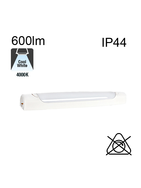 Réglette SANS inter et SANS prise Led SdB IP44 6W 700lm Blanche