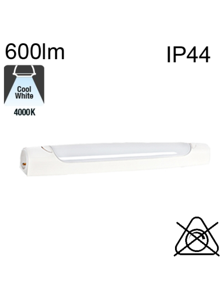 Réglette SANS inter et SANS prise Led SdB IP44 6W 700lm Blanche