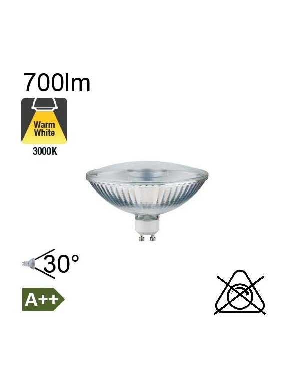 Spot LED GU10 Ø111 700lm 30° 3000K