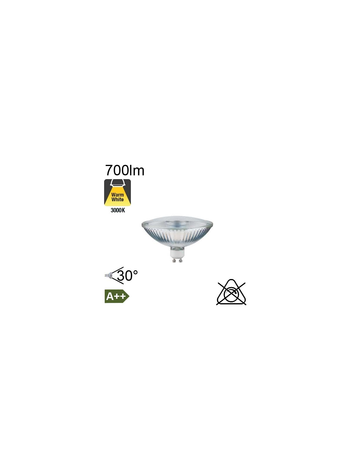 Spot LED GU10 Ø111 700lm 30° 3000K