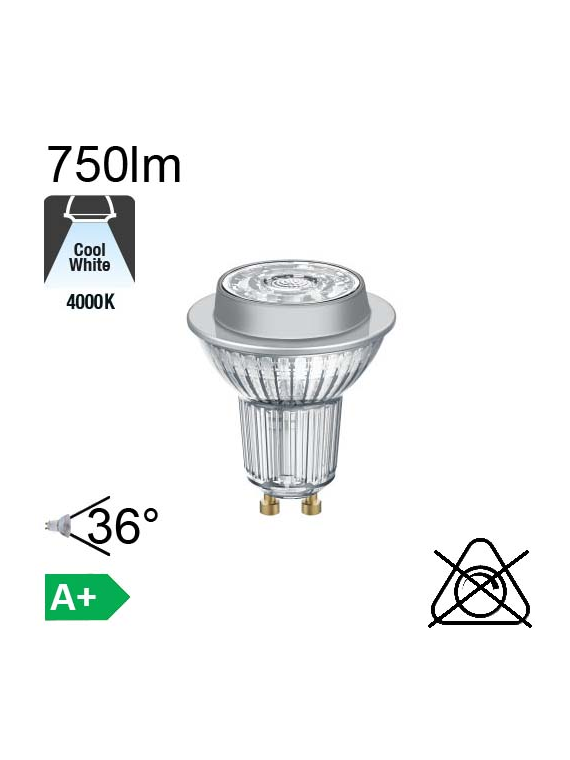 Spot LED GU10 750lm 4000K 36°