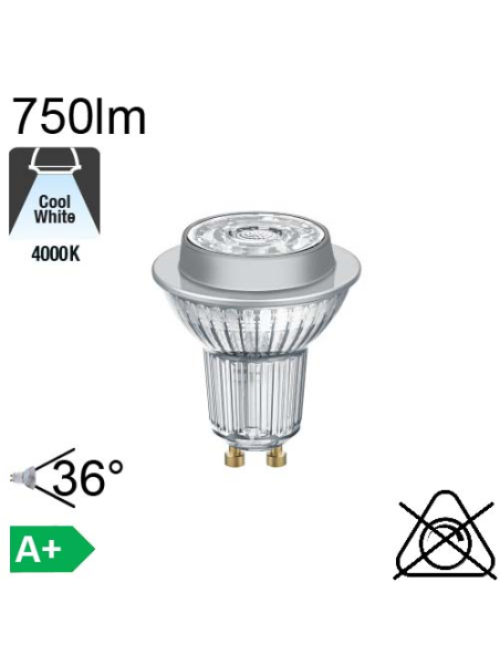 Spot LED GU10 750lm 4000K 36°