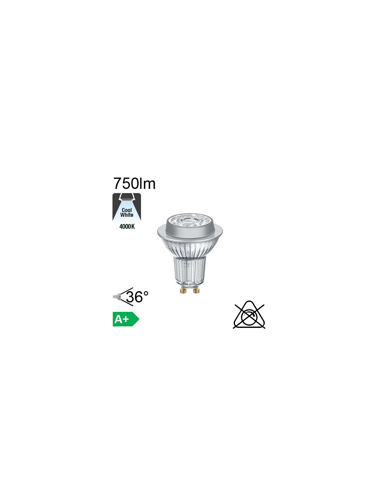 Spot LED GU10 750lm 4000K 36°