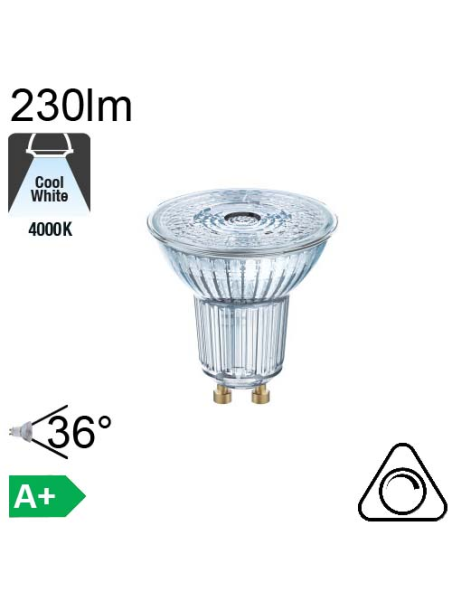 Spot LED GU10 230lm 4000K 36° Dimmable