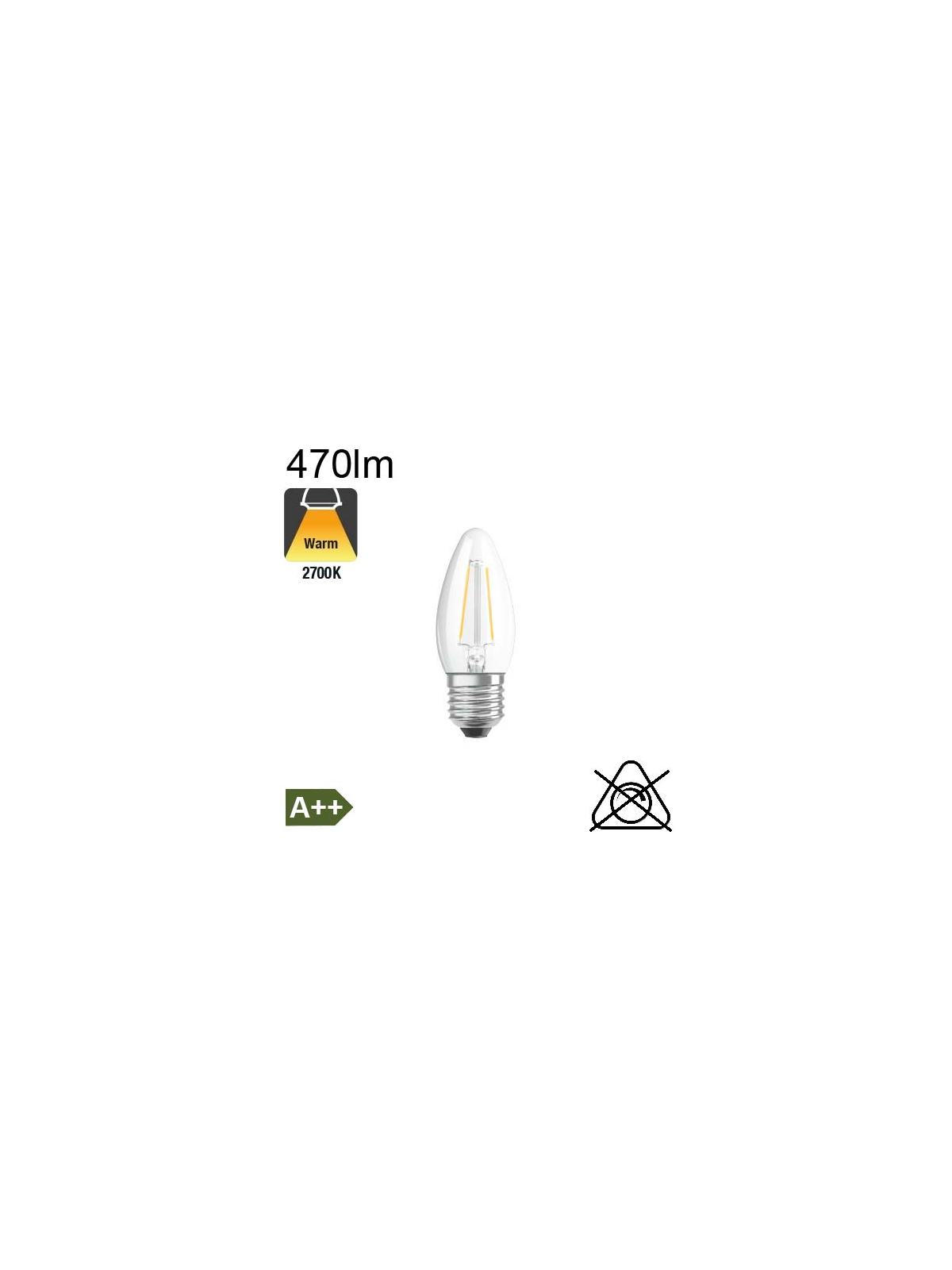 Flamme LED E27 470lm 2700K