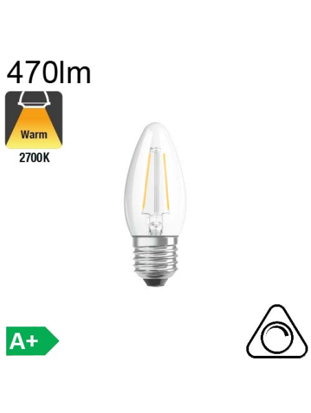 Flamme LED E27 470lm 2700K dimmable