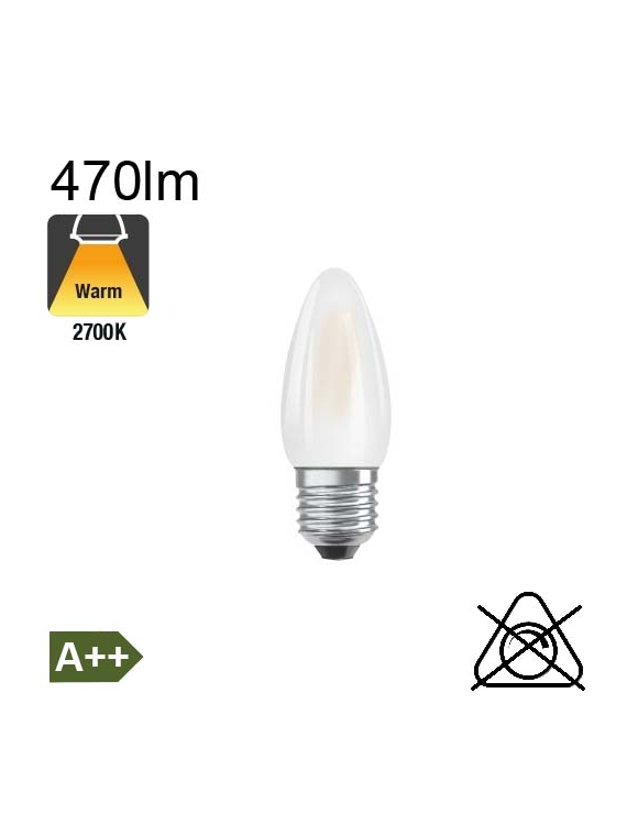 Flamme Dépolie LED E27 470lm 2700K