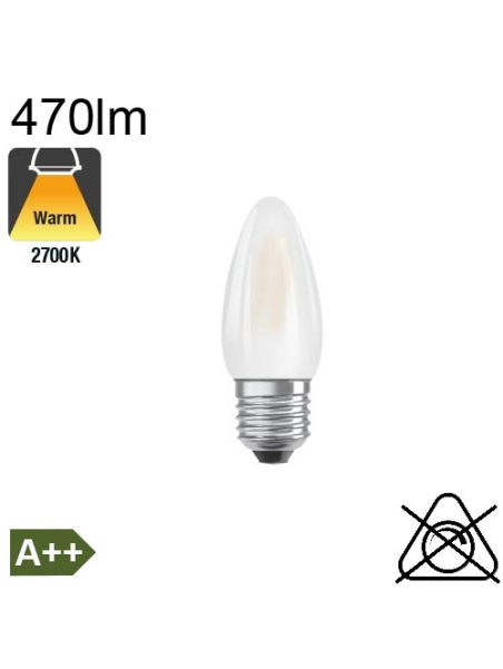 Flamme Dépolie LED E27 470lm 2700K