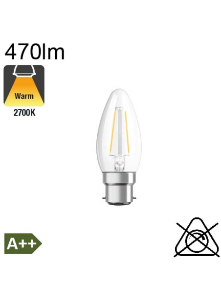 Flamme LED B22 470lm 2700K