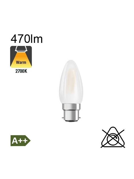 Flamme Dépolie LED B22 470lm 2700K